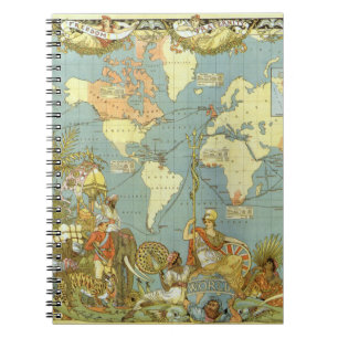 Antique World Map of the British Empire, 1886 Notebook