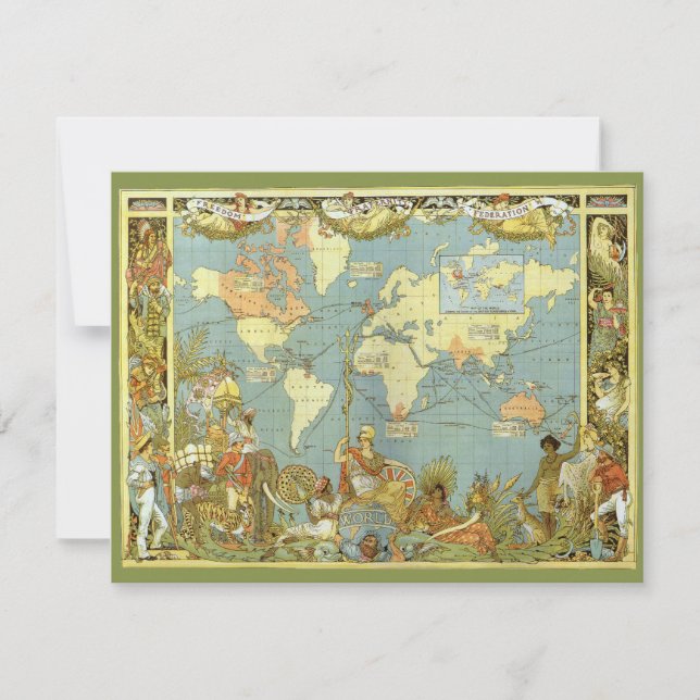 Antique World Map of the British Empire Invitation (Front)