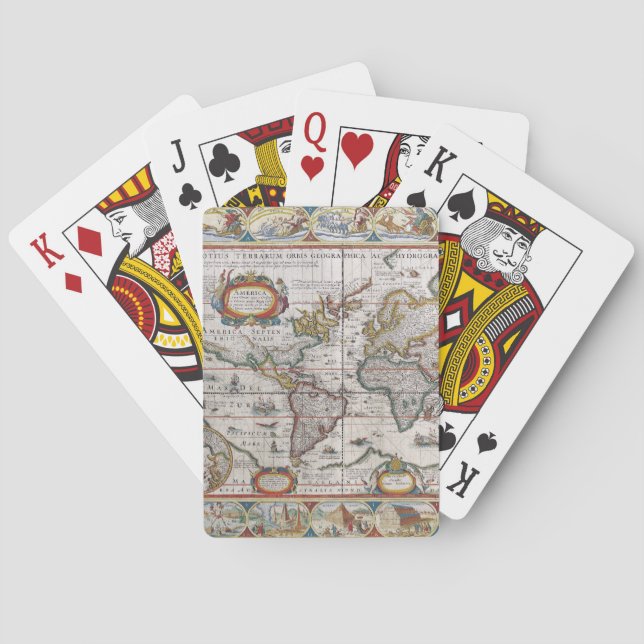Antique World Map playing cards (Back)
