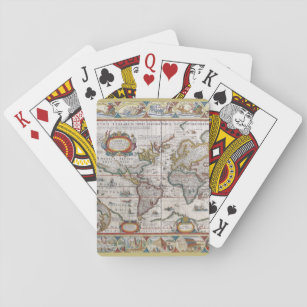Antique World Map playing cards