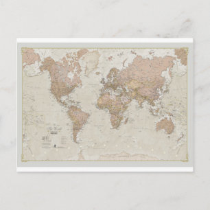Antique World Map Postcard