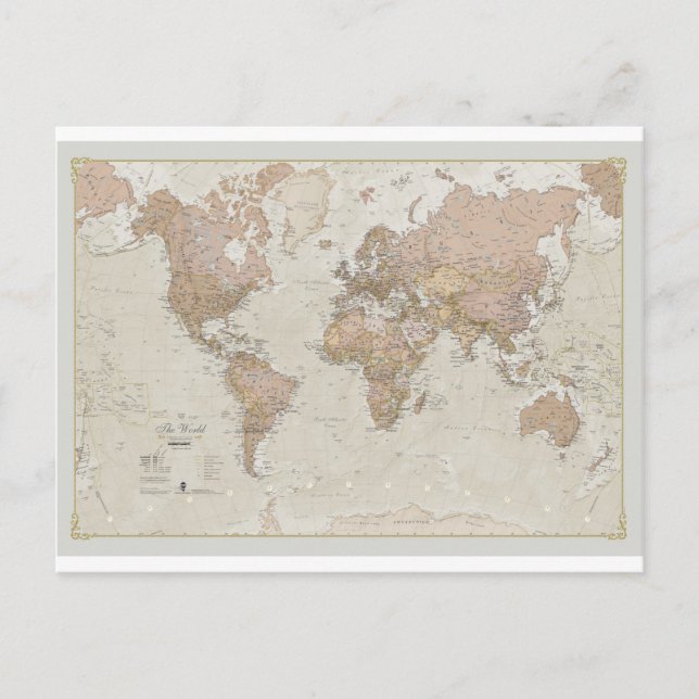 Antique World Map Postcard (Front)