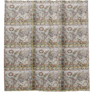 Antique World Map shower curtain