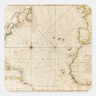 Antique world map square sticker
