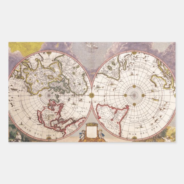 Antique World Map Sticker (Front)