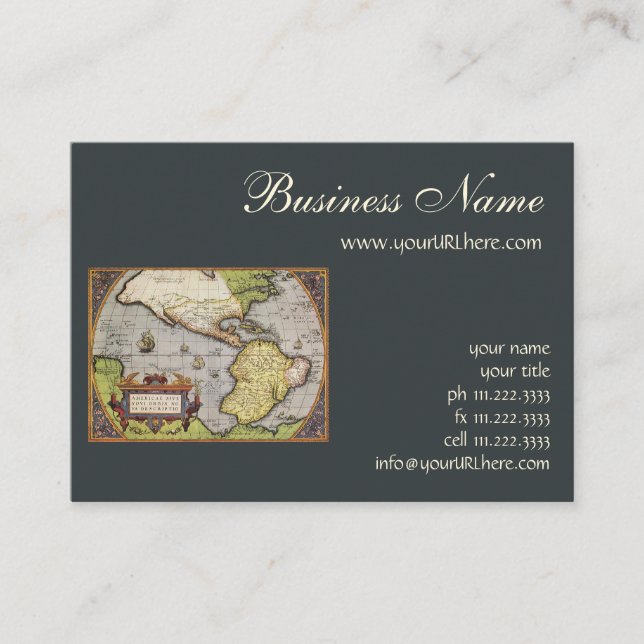 Antique World Map the Americas by Abraham Ortelius Business Card (Front)