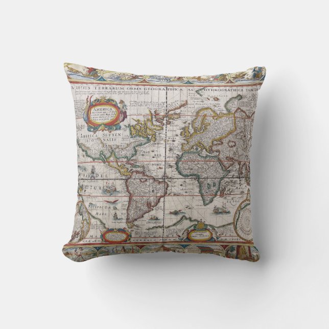 Antique World Map throw pillow (Front)