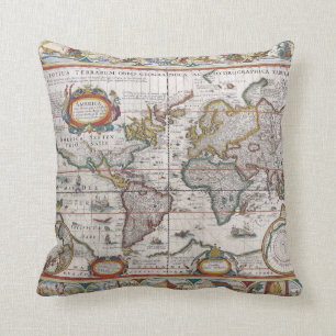 Antique World Map throw pillow
