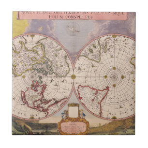 Antique World Map Tile