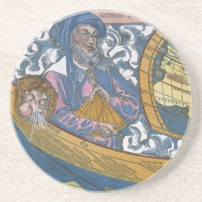 Antique World Map with Claudius Ptolemy, 1507 Coaster (Front)