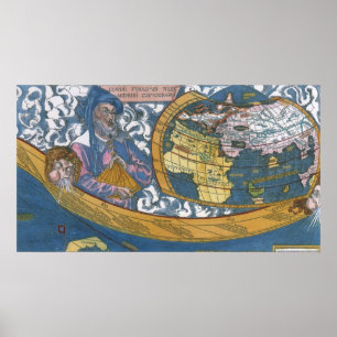 Antique World Map with Claudius Ptolemy, 1507 Poster