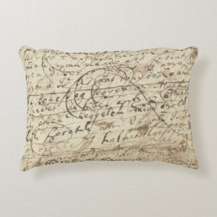 Antique writing, letters & scribbles from old book accent pillow
