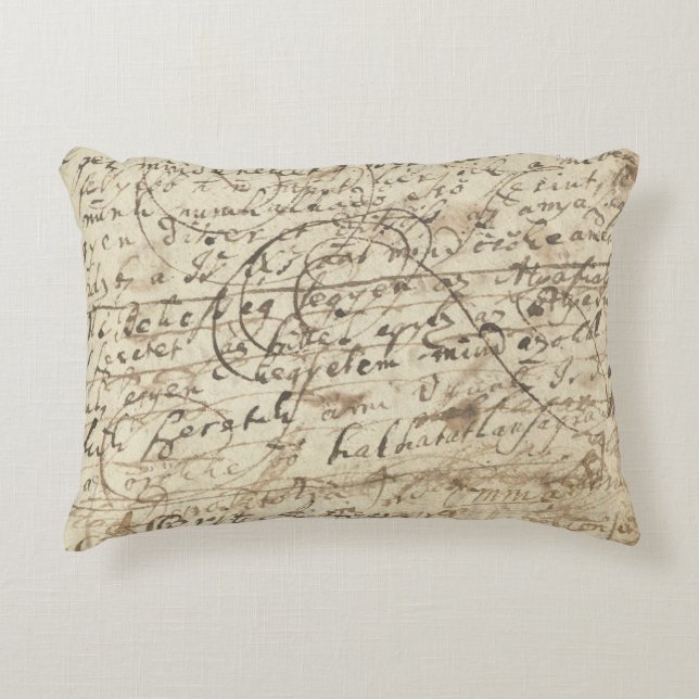 Antique writing, letters & scribbles from old book accent pillow (Front)