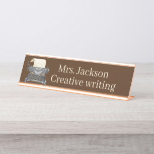 Antique writing Teachers add name class  Desk Name Plate