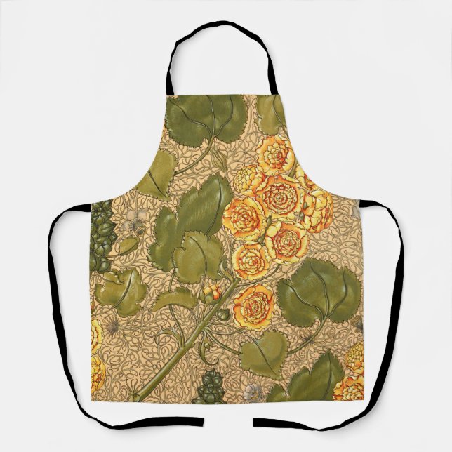 Antique Yellow Flowers All-Over Print Apron (Front)