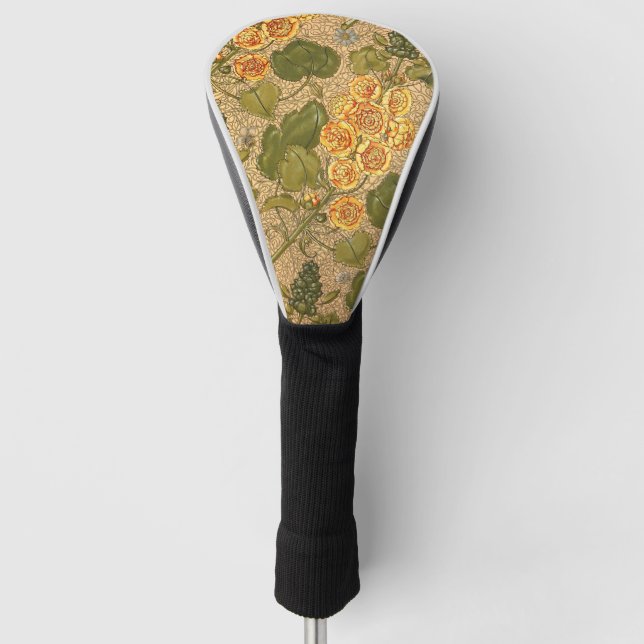 Antique Yellow Flowers Golf Head Cover (Front)
