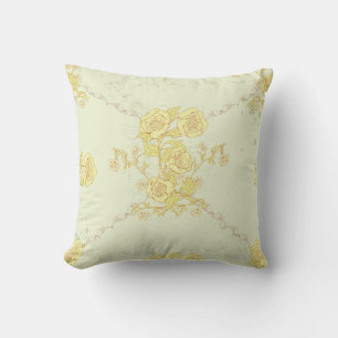 Antique Yellow Roses Throw Pillow
