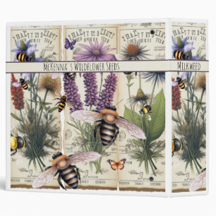 Antiqued Bees and Wildflowers Ephemera Styled Binder