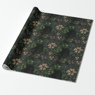 Antiqued Clover Damask Texture St. Patrick's Day Wrapping Paper