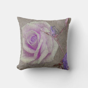 Antiqued Distressed Purple Rose Scratch Texture Outdoor Pillow