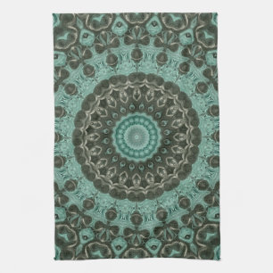 Antiqued Emerald and Turquoise Medallion Kitchen Towel