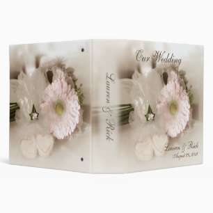 Antiqued Gerber Daisy & Hearts Wedding 2" Binder