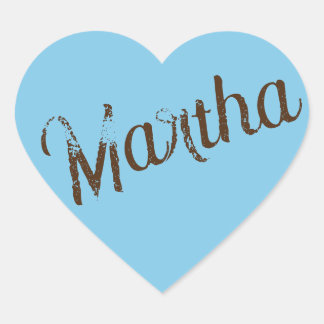 Antiqued Name Heart Stickers (Sky Blue & Copper)