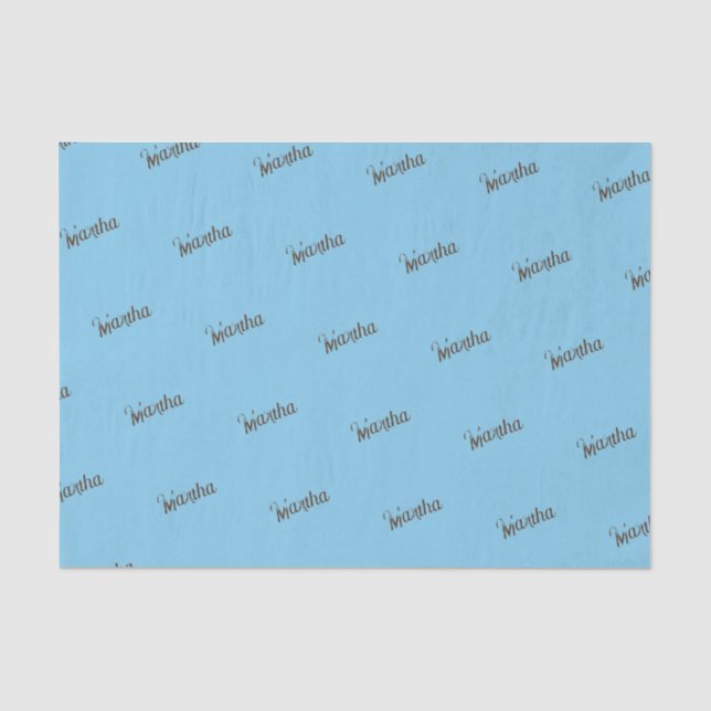 Antiqued Name Tissue Paper (Sky Blue & Copper) (Front)
