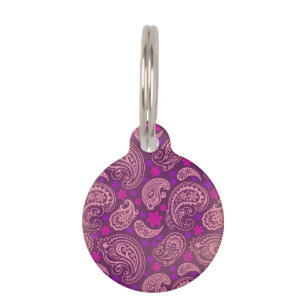 Antiqued Pink & Purple Paisley Pet Tag