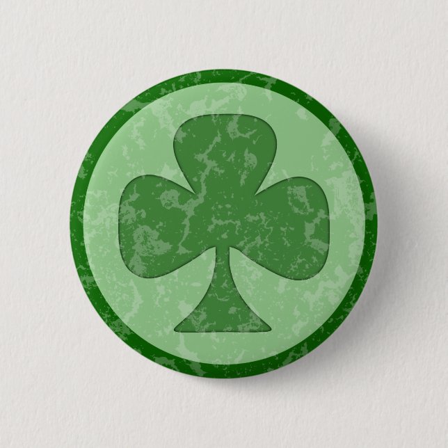 Antiqued Shamrock 2 Inch Round Button (Front)
