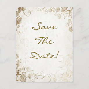 AntiqueGold Vintage Wedding Save The Date Postcard
