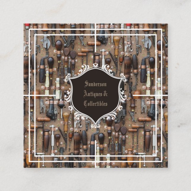 Antiques  Collectibles Vintage Tools Square Business Card (Front)