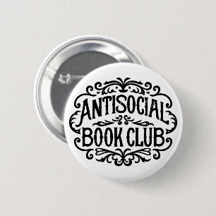 Antisocial book club introvert reader 2 inch round button