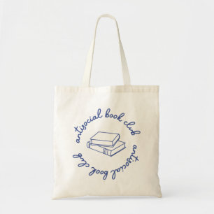 Antisocial Book Club Minimalist Blue Script Tote Bag