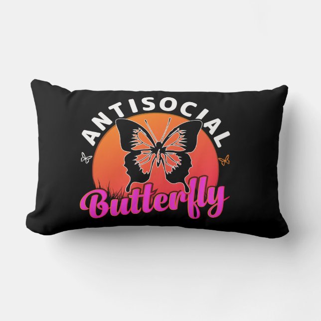 antisocial butterfly design vector illustration lumbar pillow (Front)