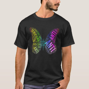 Antisocial Butterfly Funny Asocial Introverts Humo T-Shirt