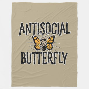 Antisocial Butterfly - funny hermit Fleece Blanket