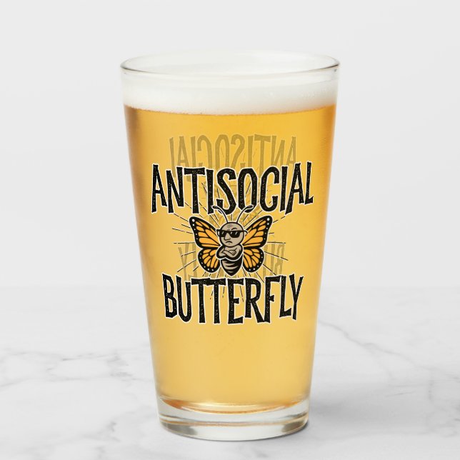 Antisocial Butterfly - funny hermit Glass (Front Filled)
