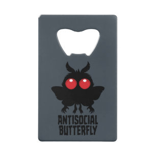 Antisocial Butterfly Mothman Cryptid Credit Card Bottle Opener