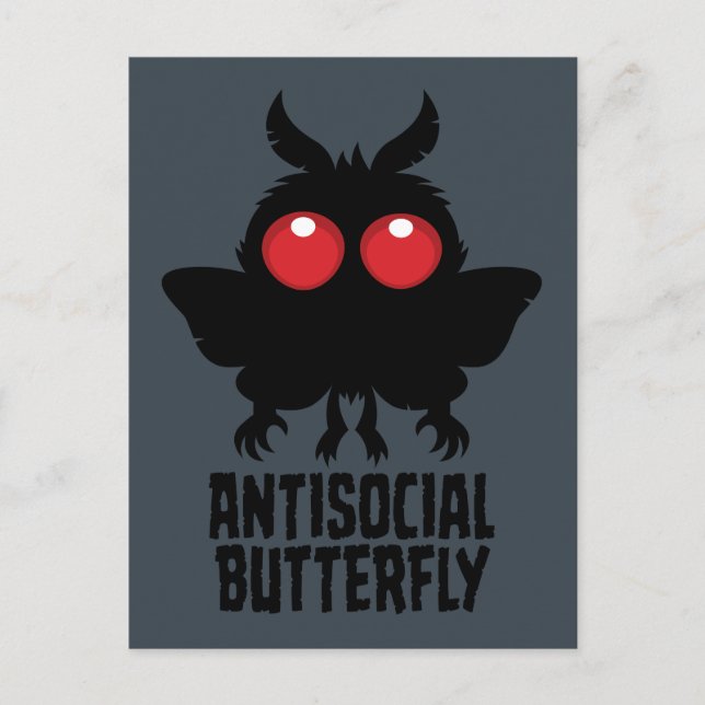 Antisocial Butterfly Mothman Cryptid Postcard (Front)