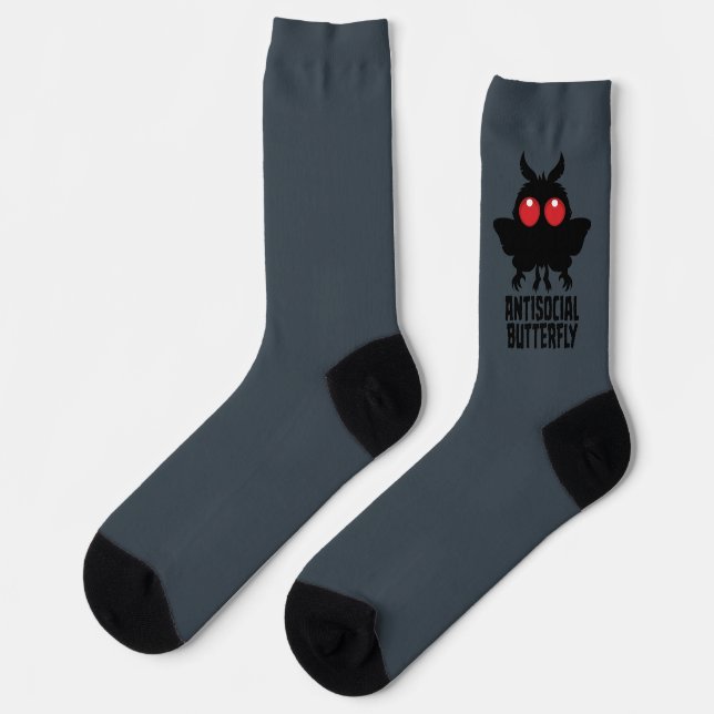 Antisocial Butterfly Mothman Cryptid Socks (Left)