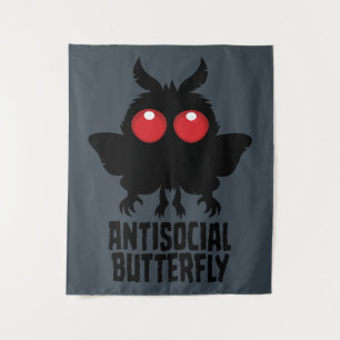Antisocial Butterfly Mothman Cryptid Tapestry