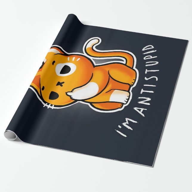 Antisocial Cute Cat Gift| Cat For Valentines  Wrapping Paper (Unrolled)