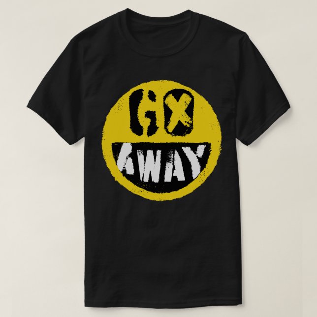 Antisocial Go Away Emoji Design Funny Un Happy Fac T-Shirt (Design Front)