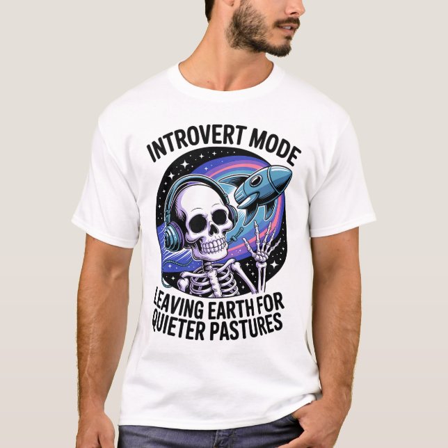 Antisocial Introvert Funny Skeleton Space Alien T-Shirt (Front)