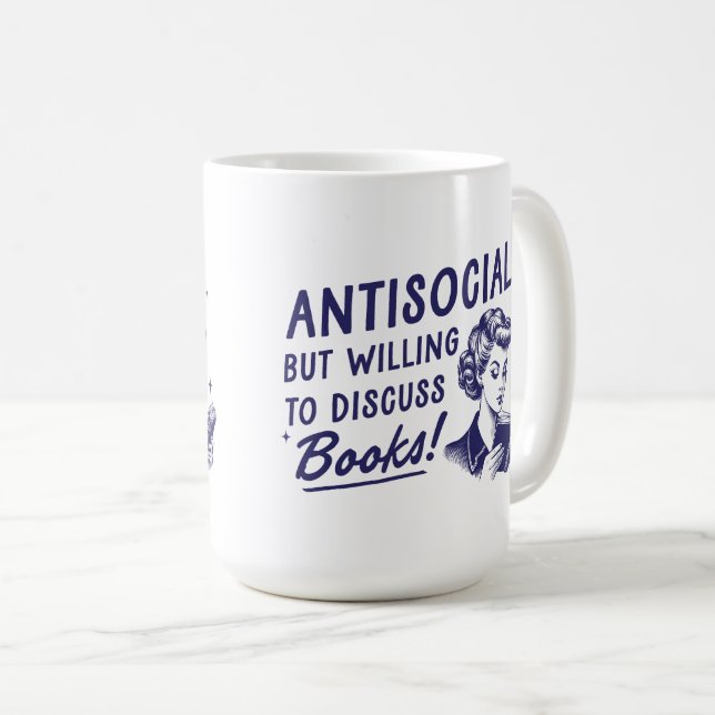 Antisocial, mais prêt à discuter de livres Mug (Devant droit)