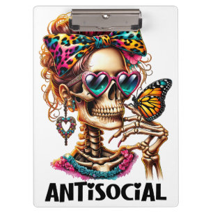 Antisocial Skeleton Lady Clipboard