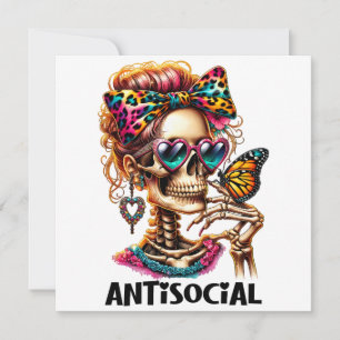 Antisocial Skeleton Lady Invitation