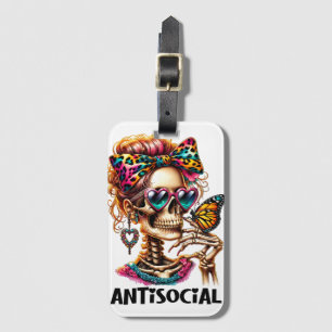Antisocial Skeleton Lady Luggage Tag