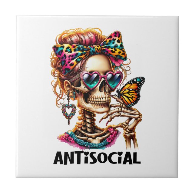 Antisocial Skeleton Lady Tile (Front)